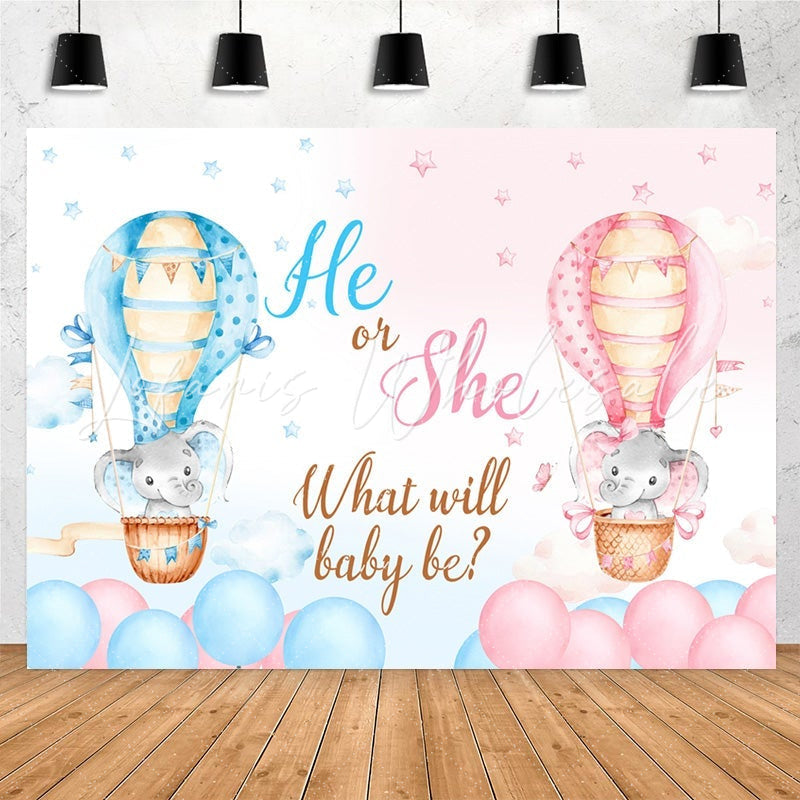 Lofaris He Or She What Will Baby Be Elephant Shower Backdrop
