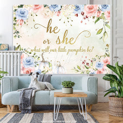 Lofaris He Or She What Will Our Pumpkin Be Baby Shower Backdrop