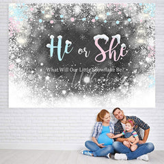 Lofaris He or She White Snow Ice-Themed Baby Shower Bakcground