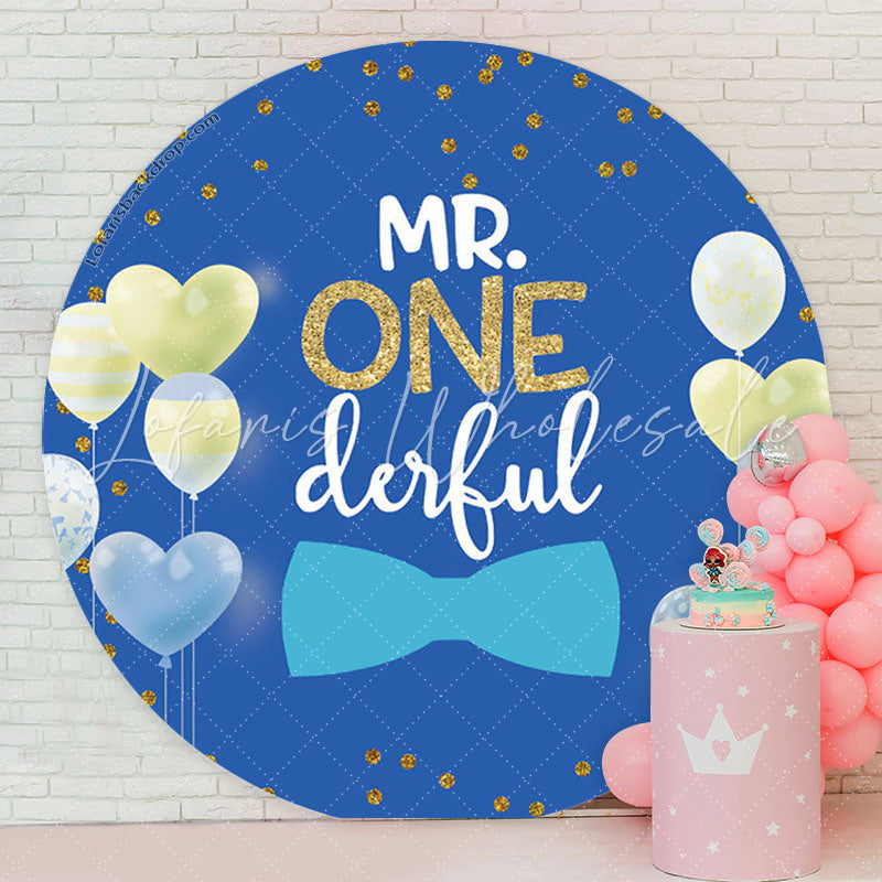 Lofaris Heart Balloon Boy Wild One Birthday Round Backdrop