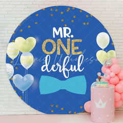 Lofaris Heart Balloon Boy Wild One Birthday Round Backdrop