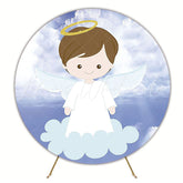 Heavenly Baptism Clouds Round Backdrop for Religious Event