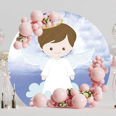Heavenly Baptism Clouds Round Backdrop for Religious Event