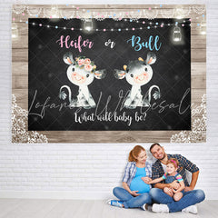 Lofaris Heifer Or Bull Black Lace Wooden Baby Shower Party Backdrop