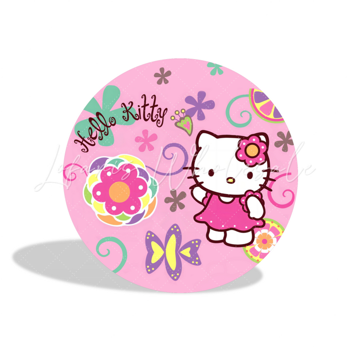 Hello Kitty Theme Happy Birthday Party Round Backdrop Cover Plinth Cylinder Pedestal Cover