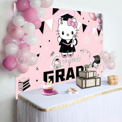 Hello Kity Class of 2025 Pink Graduation Decorations Backdrop