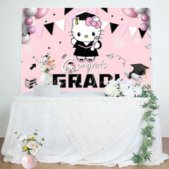 Hello Kity Class of 2025 Pink Graduation Decorations Backdrop