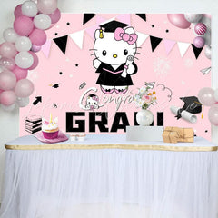 Hello Kity Class of 2025 Pink Graduation Decorations Backdrop