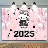 Hello Kity Pink Class of 2025 Congrats Grad Decorations Backdrop