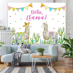 Lofaris Hello Ltama Alpaca and Cactus Backdrop for Childen