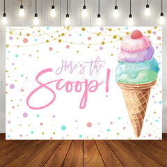 Lofaris Heres The Scoop Icecream White Birthday Backdrop