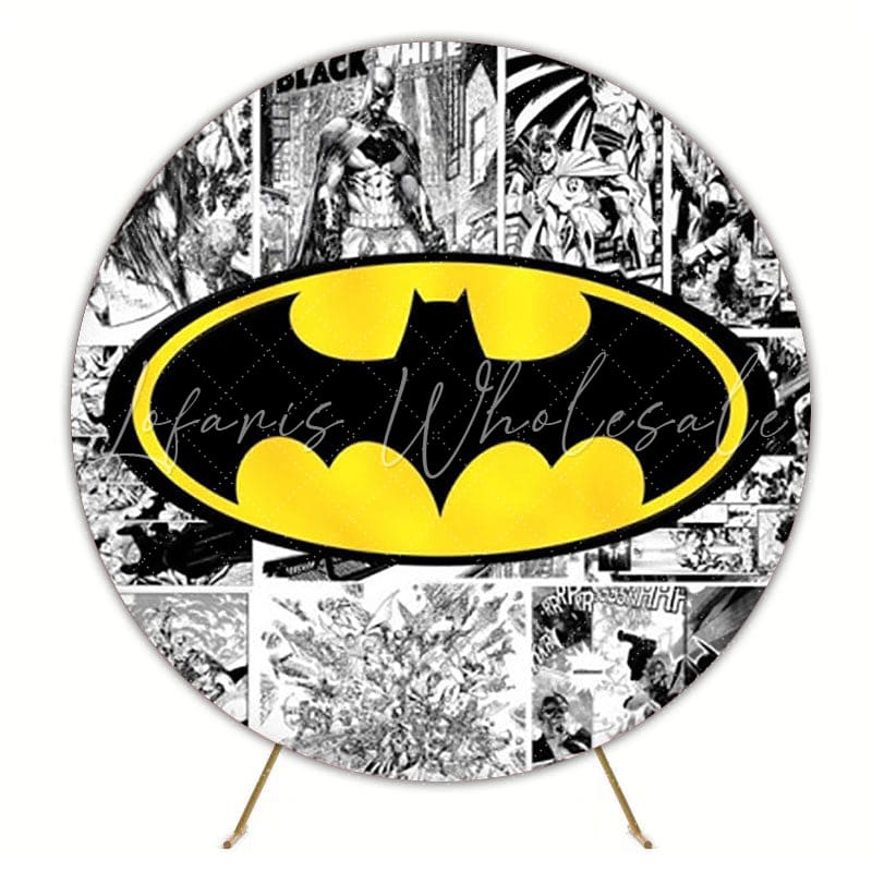 Heroic Batman Super Heroes Round Backdrop For Action-Packed Party