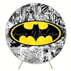 Heroic Batman Super Heroes Round Backdrop For Action-Packed Party