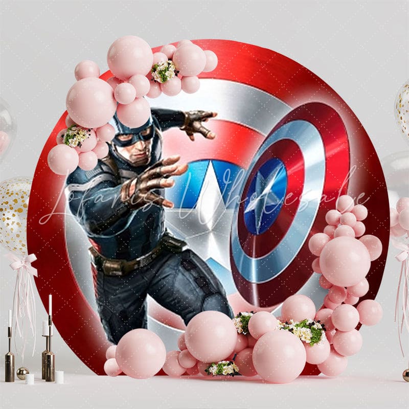 Heroic Captain America Super Heroes Round Backdrop For Action Party Fun