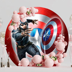 Heroic Captain America Super Heroes Round Backdrop For Action Party Fun