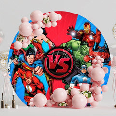 Heroic DC Vs Marvel Round Backdrop For Ultimate Superhero Party Theme