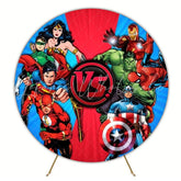 Heroic DC Vs Marvel Round Backdrop For Ultimate Superhero Party Theme