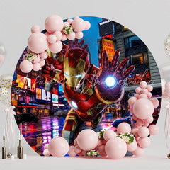 Heroic Iron-Man Round Backdrop For Superhero Party Celebration Fun