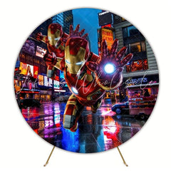 Heroic Iron-Man Round Backdrop For Superhero Party Celebration Fun