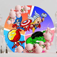 Heroic Marvel Super Heroes Round Backdrop For Action-Packed Party Fun