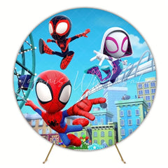 Heroic Spider Man Birthday Party Round Backdrop For Action Theme