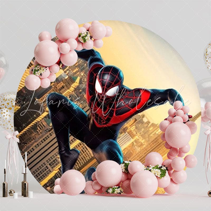 Heroic Spider-Man Super Heroes Round Backdrop For Action Party