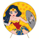 Heroic Wonder Woman Round Backdrop For Superhero Party Theme