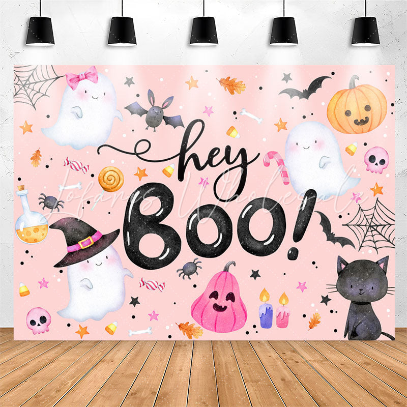 Lofaris Hey Boo Pink Halloween Backdrop For Baby Shower