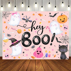 Lofaris Hey Boo Pink Halloween Backdrop For Baby Shower