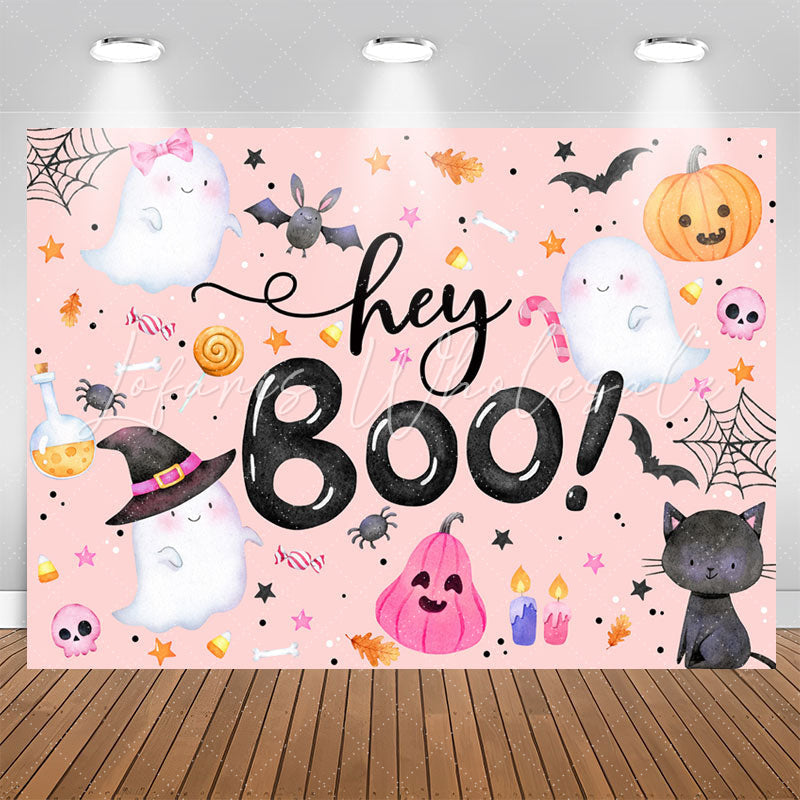 Lofaris Hey Boo Pink Halloween Backdrop For Baby Shower