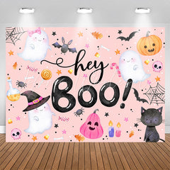 Lofaris Hey Boo Pink Halloween Backdrop For Baby Shower