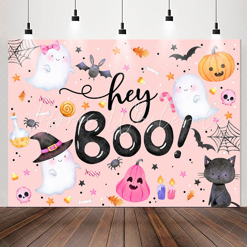 Lofaris Hey Boo Pink Halloween Backdrop For Baby Shower