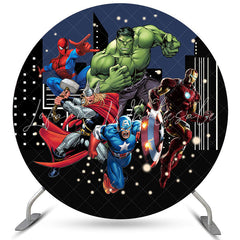 Lofaris High Builddings And Super Hero Round Birthday Backdrop Kit