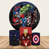 Lofaris High Builddings And Super Hero Round Birthday Backdrop Kit