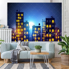Lofaris High-Rise Building Modern Night Moonlight Backdrop