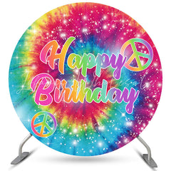 Lofaris Hippie Chromatic Theme Happy Birthday Circle Backdrop