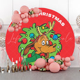 Lofaris Holiday Red Reindeer Circle Merry Christmas Backdrop