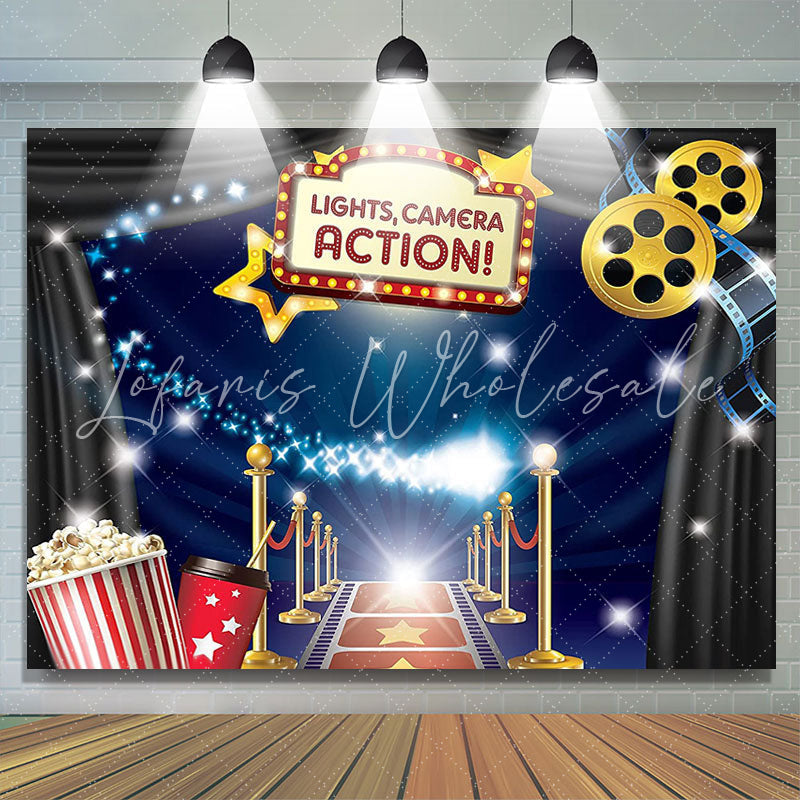 Lofaris Hollywood Movie Theme Birthday Party Backdrop Banner