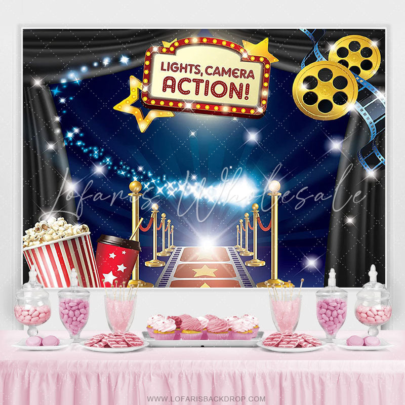 Lofaris Hollywood Movie Theme Birthday Party Backdrop Banner