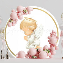 Holy Angel Baptism Blessing Round Backdrop For Religious Ceremony
