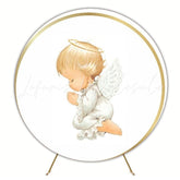 Holy Angel Baptism Blessing Round Backdrop For Religious Ceremony