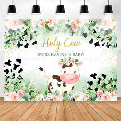 Lofaris Holy Cow Green Plant Floral Baby Shower Backdrop