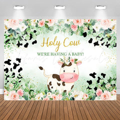 Lofaris Holy Cow Green Plant Floral Baby Shower Backdrop