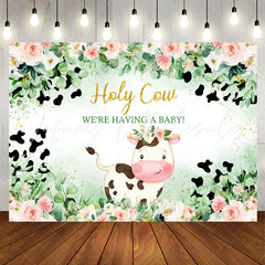 Lofaris Holy Cow Green Plant Floral Baby Shower Backdrop