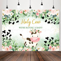 Lofaris Holy Cow Green Plant Floral Baby Shower Backdrop