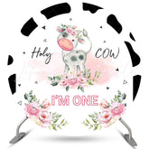 Lofaris Holy Cow Im One Floral Circle Happy Birthday Backdrop