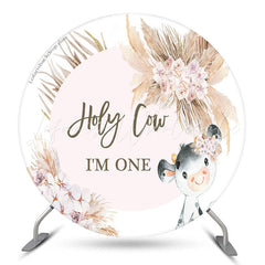 Lofaris Holy Cow Pink Floral Circle Backdrop For 1St Birthday