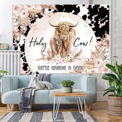 Lofaris Holy Cow Warm Glitter Floral Gender Reveal Backdrop