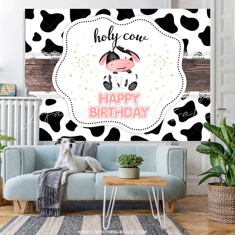Lofaris Holy Cow Western Theme Happy Birthday Backdrop For Girl
