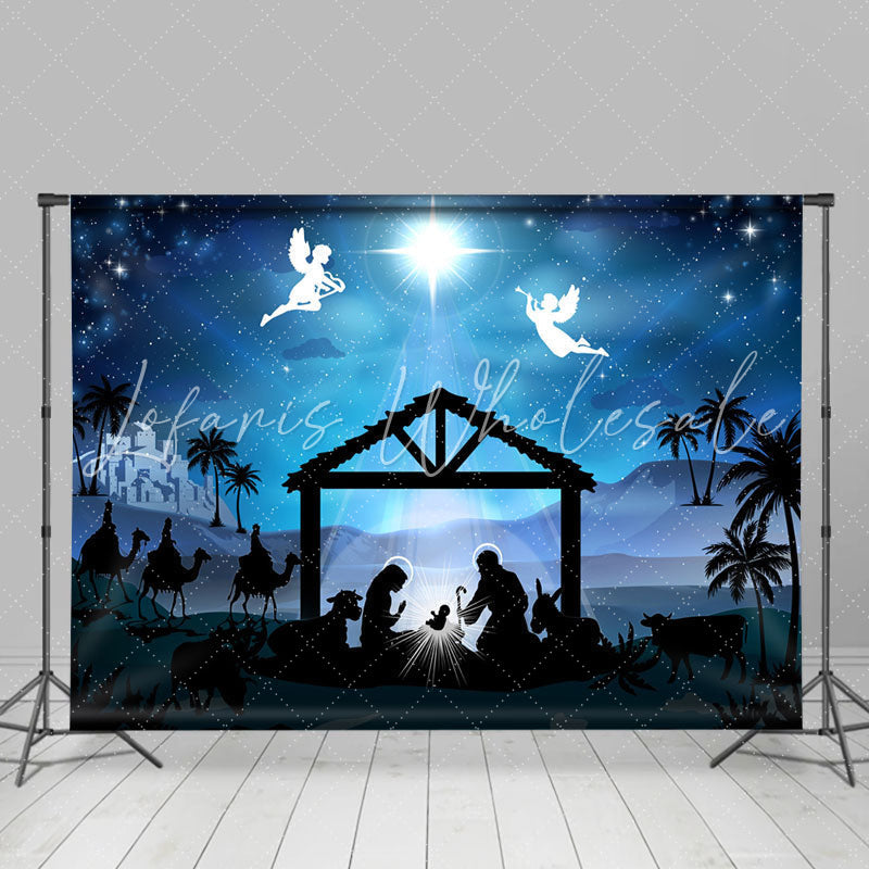 Lofaris Holy Light Jesus Night Star Angel Christmas Backdrop